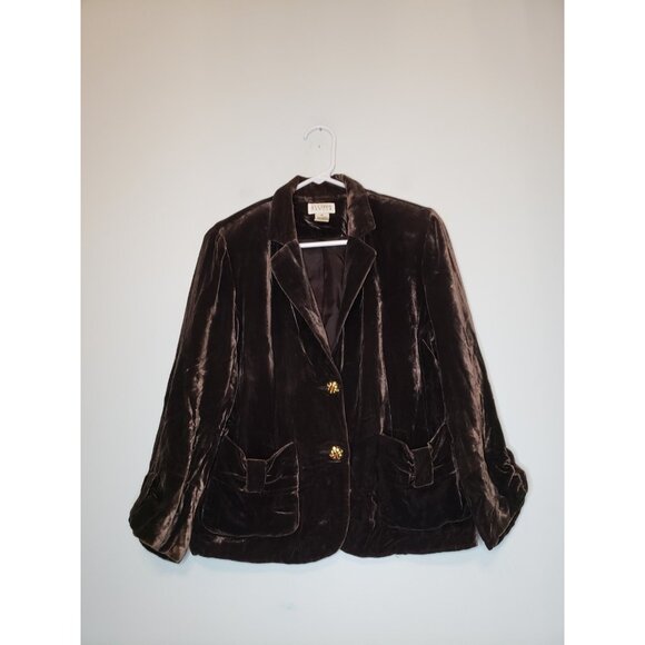 Allison Taylor Jackets & Blazers - Allison Taylor Women 10 Blazer Velvet Brown Silk Blend Button Special Occasion
